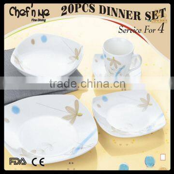 bulk buy from china new product of 2015 20pcs decal porcelain dinnerware set