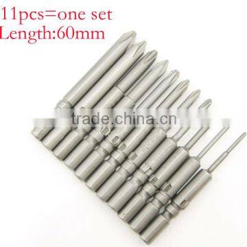 11PCS 802 Round Shank Magnetic Phillips Cross Screwdriver Bits Electric Screwdriver Head 60mm AR-62