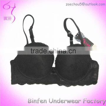 Female Push Up Transparent Black Lace Bra