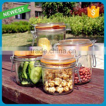 Hot sale jar glass jar with handle and lid