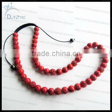 Fashion red turquoise bead shamballa necklace