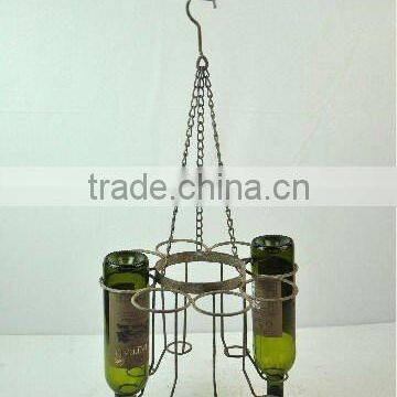 Vintage Hanging Metal Rack Wine Bottle Holder
