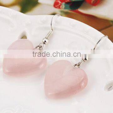 Women Wear Jewelry Purple Pink Heart Shaped Stone Pendant Earrings photo-3