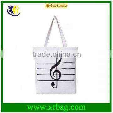 Musical Note Foldable Canvas Shopping bags Lady Single Shoulder Vintage Travel Cotton Bag Tote