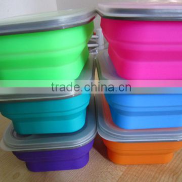 FDA & LFGB standard high quality silicone foldable lunch box/silicone lunch box