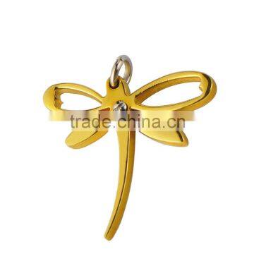 Design P0279 Elegant Ladies Gold Plating Dragonfly Hollow Out Pendant Stainless Steel Pendant