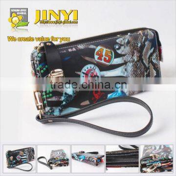 fashion printing girls clutch wallet with handle