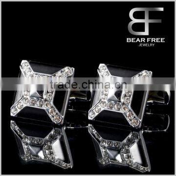 Square Enamel Cufflinks with Cubic Zirconia Inlaid for Men                        
                                                Quality Choice