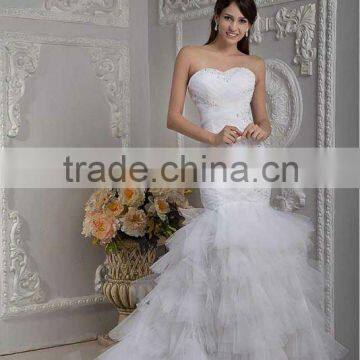 New Elegant White Sweetheart Sheath Beaded Floor Length Wedding Dress xyy04-067