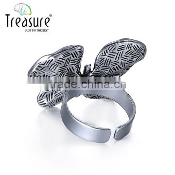 Fashion new design butterfly shape ancient silver diamond couple ring for wholesale