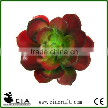 Middle-sized Faux Artificial Succulent Plants in Red with Green Heart