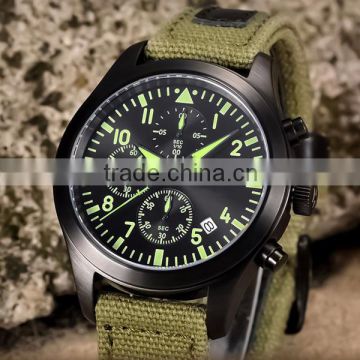 YB 2015 high end quality green nylon strap IP black military watch