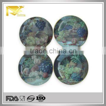 home decor 8 '' round fruit photo printing ceramic plate, decorative ceramic wall plates, ceramic taco plates