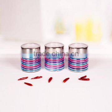 look 3pcs small glass kitchen canisters with hand painted