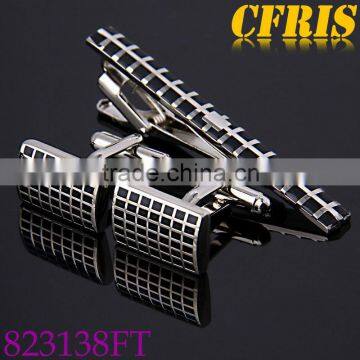 Fashion Metal brand engraved cufflinks and tie clip set