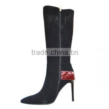 New Model Italian Style Suede Leather Women Knee Boots Winter Warmth High Heel Fashion Knee Boots photo-3