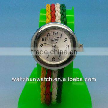 Factory Promotion 2013 Ladies Fancy Wristband Colorized Braided Strap Watch
