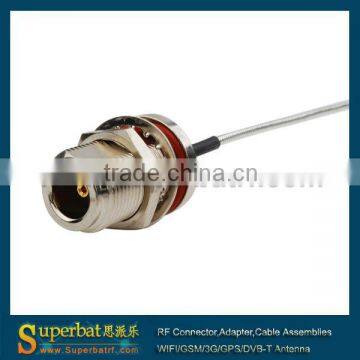 N female bulkhead to exposed end Connector pigtail cable RG405