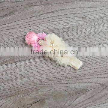 yellow and pink hair accessories for girls headband baby artificial flowers hairbands