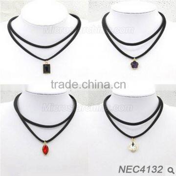 2016 Fashion Black Velvet Layer Chain Stretch Tattoo Choker Necklace Gold Layered Chain Necklace Quality Choice photo-3