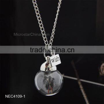 Love Glass Bottle Real Flower Jewelry Wish Charm Dandelion Seeds Necklace photo-4