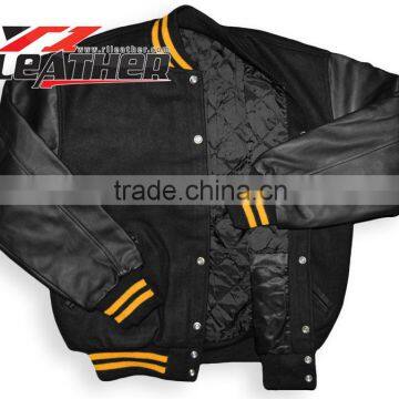 Mens Leather Winter Baseball Varsity Jacket From Wholesale Clothing Factory