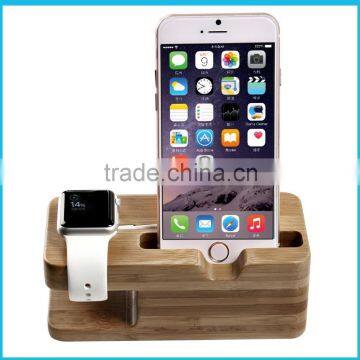 wooden desktop for apple watch charging stand, stand Charger Holder for apple watch and apple phone charging dock