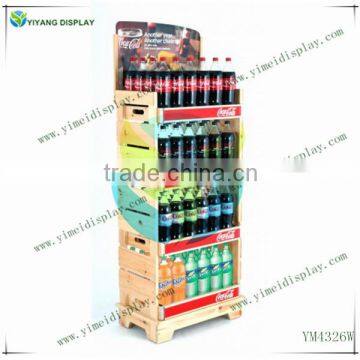 Coke Cola 4 shelf Display Rack Light Wood Beverage display rack YM4326W                        
                                                Quality Choice