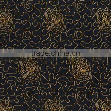 Black Gold 100% Silk Organza Embroidered Tulle Fabric photo-6