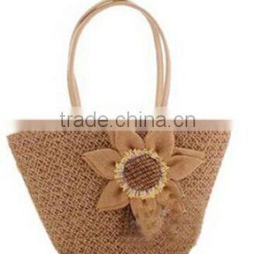 Sunflower straw beach bag