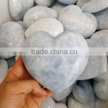 Hand Carved Blue Flashy Natural Celestite Stone Hearts for Wholesale