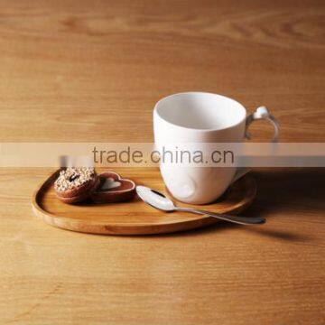 Hot Selling Drinkware Spiral Pattern Ceramic Mug with Spoon and Wooden Saucer for Home Decor Tableware                        
                                                Quality Choice