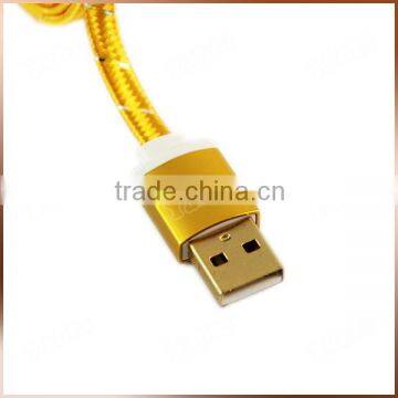 Golden Color Micro Flat Braided Cable For Android SmartPhone Textile Fabric Woven Cable photo-3