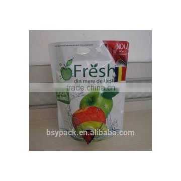 Mango. Oranges, grapes, peach,apple juice bag in box with ziplock