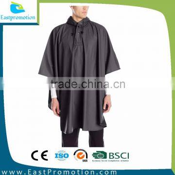 BLACK COLOR 0.12MM PVC RAIN PONCHO COATS WITH HOOD