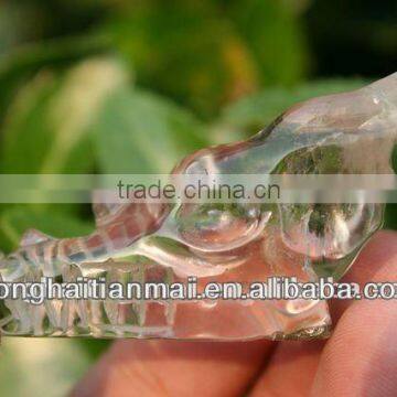 The hand made Natural Clear Quartz Crystal Carving Dragon Skull For Decoration, Collection, Present