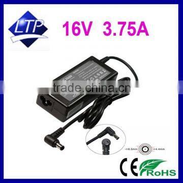 Good laptop Adapter 16V 3.75A 6.5*4.4mm power supply for Sony PCGA-AC16V1 60W notebook charger