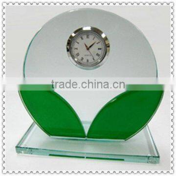 Popular Clear Crystal Round Clock With Leaves