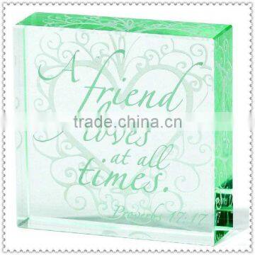 Love Time Jade Glass Block For Best Friend Gifts