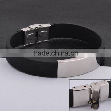 Stainless Steel Black Custom Silicone Bracelet