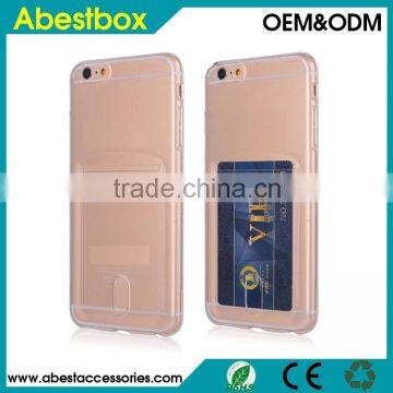 for iphone 6 TPU Case with Card Slot, Transparent Clear TPU Soft Flexible Case with Card Slot for iphone 6