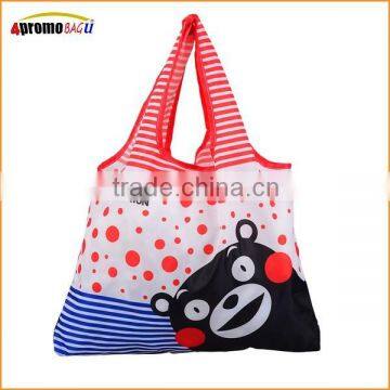 Tote style Customized reusable polyester Foldable shopping bag with logo, Ripstop mateirals nylon folding shopping bag