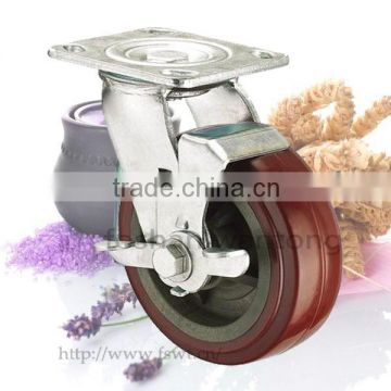 Industrial Swivel With Brake PVC Hardware Caster Wheel