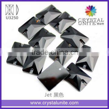 Jet Rectangle Flat Back Sew on Garment Stones for wholesale