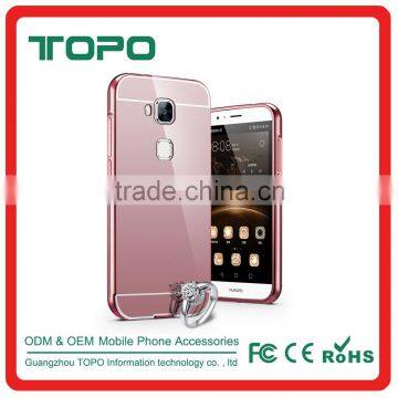 Shockproof Metal Aluminum+PC Bumper Mobile Phone Case Mirror Back Cover for Huawei G7 Plus