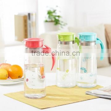 1.5L Glass Drinking Juice Beverage Jug With Lid and handle