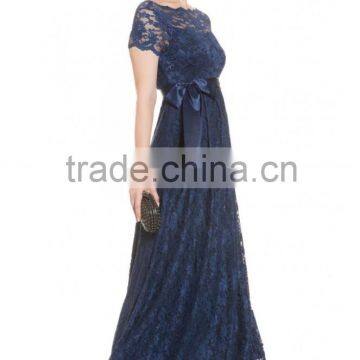 MATERNITY Lace Gown In NAVY dress, long maternity clothes,short sleeve maternity clothing