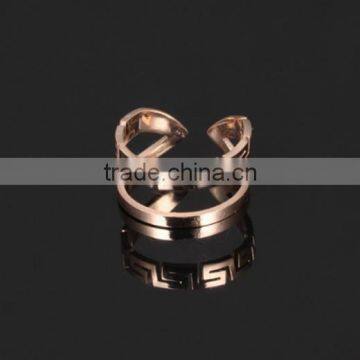 Rose Gold Plated Stainless Steel Hollow Ring Fashion Women Adjustable Ring Wedding Jewelry 6210036
