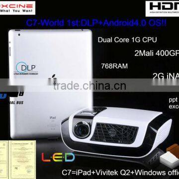 Newest! World 1st C7 Android 4.0.3 OS beamer projector hd ready