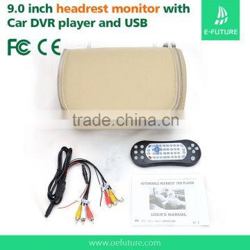 9 Inch Touch Screen Car Headrest Dvd Player With Leather Zipper,USB,SD,FM,IR Audio